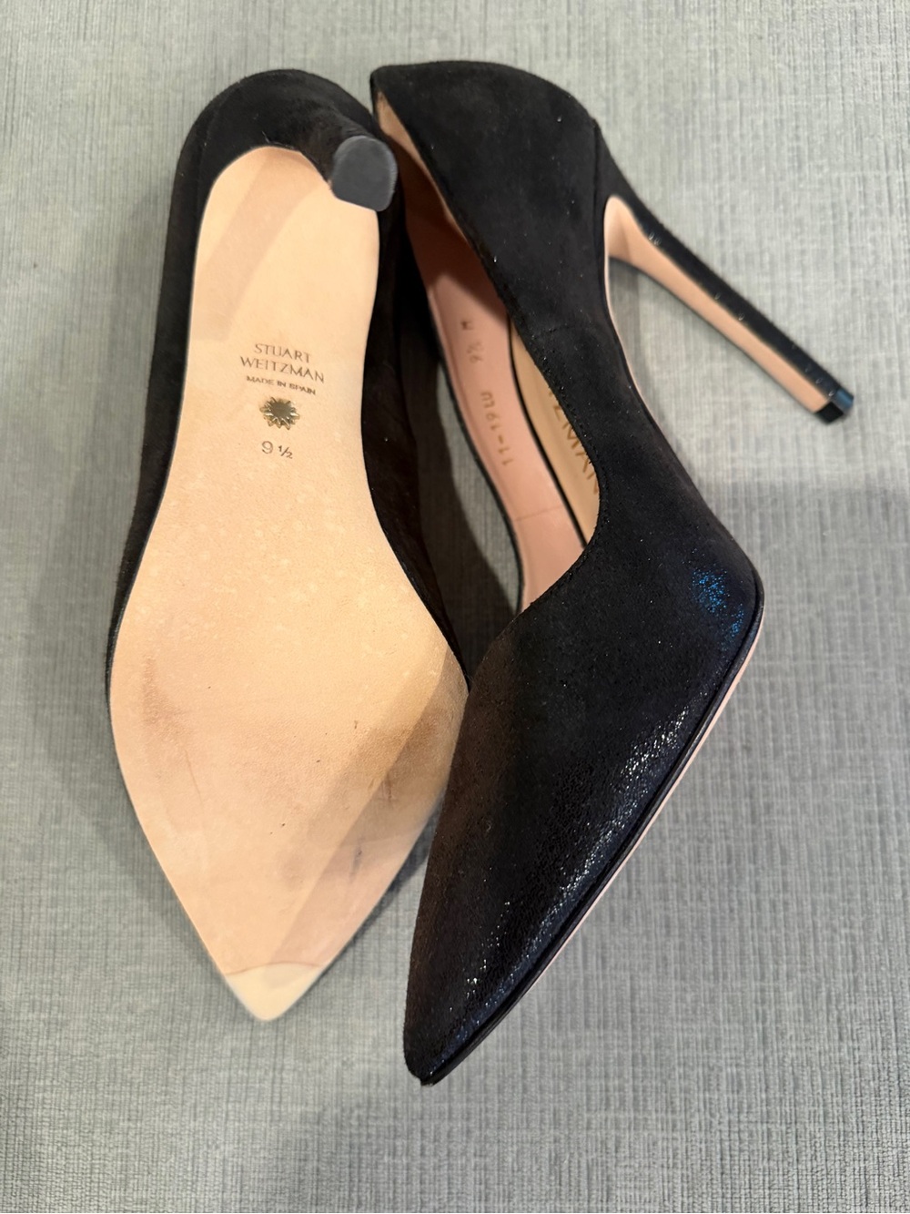 Stuart Weitzman black glitter heels - Picture 2 of 3